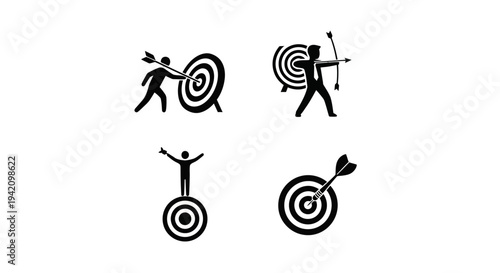 Goal Success Pack – Target Achievement Silhouette Icon Set