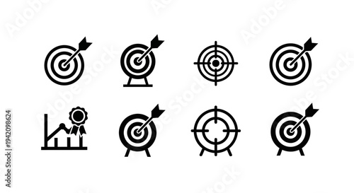 Goal Success Pack – Target Achievement Silhouette Icon Set