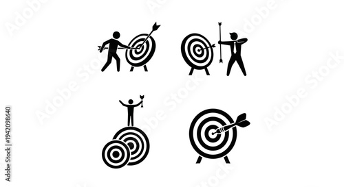 Goal Success Pack – Target Achievement Silhouette Icon Set