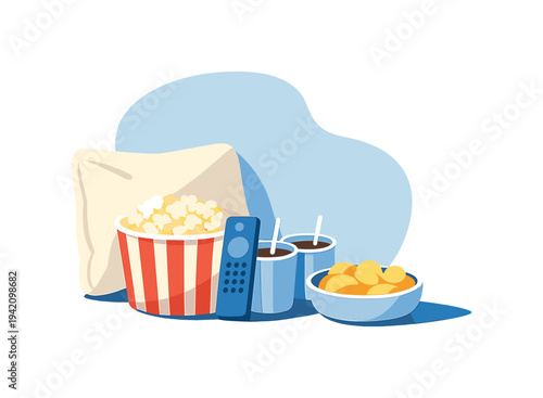 Airy family movie night essentials emphasizing relaxation and shared time seen in close framing perspective, positioned in the