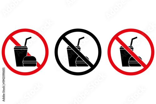 No eating sign Food and drink not allowed prohibition mark isolated on white