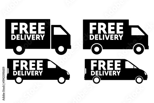 Delivery truck Fast moving shipping commercial transport vehicle illustration isolated on white