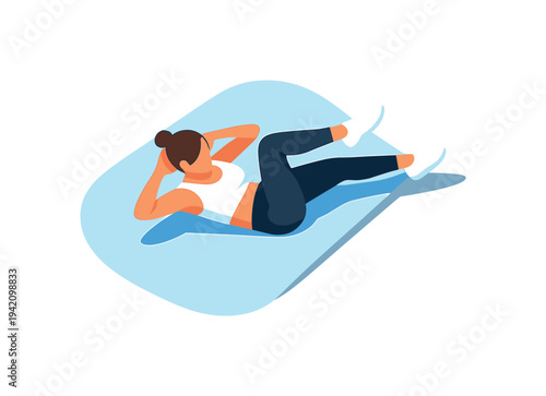 Woman doing bicycle crunches on a yoga mat for core strength and abdominal workout