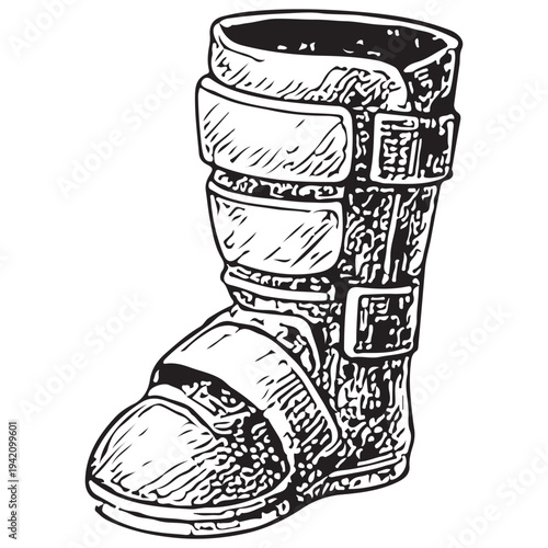 American Football Protective Leg Guard Illustration – Vintage Gridiron Safety Gear