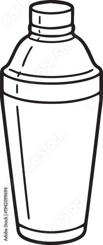 A sleek, minimalist cocktail shaker design against a clean background, ready to be filled with the ingredients.