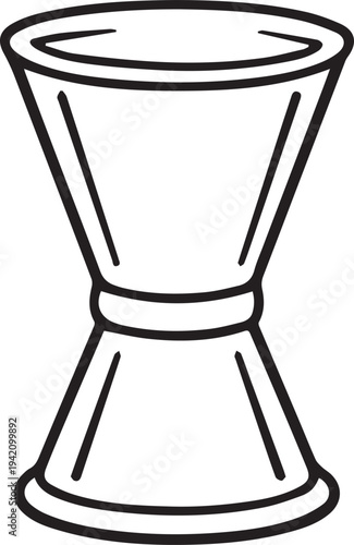 Simple and clean, a classic cocktail jigger is isolated, perfect for any mixology.