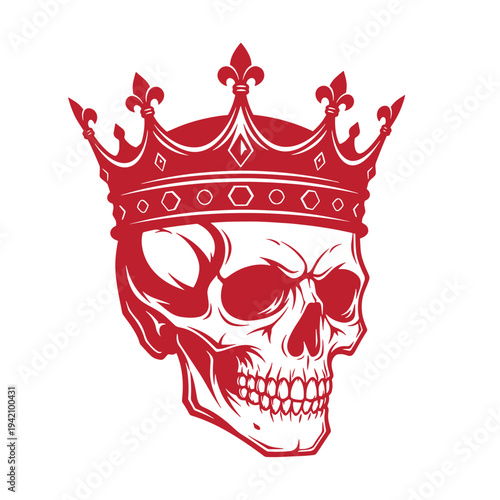 Red skull wearing a crown royalty symbol illustration