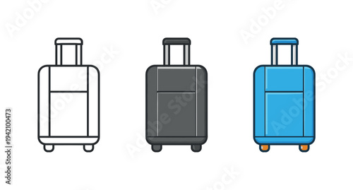 Memorable stay scene portrayed as a luggage suitcase with handle and smooth panels standing upright and centered as one