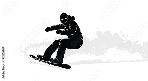 Snowboarder in motion vector illustration