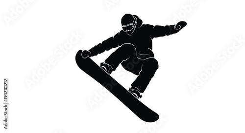 Vector snowboarder icon in black color