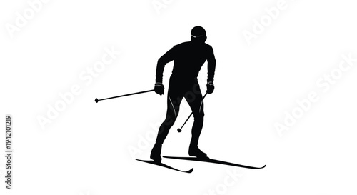 Vector silhouette of a skier in black