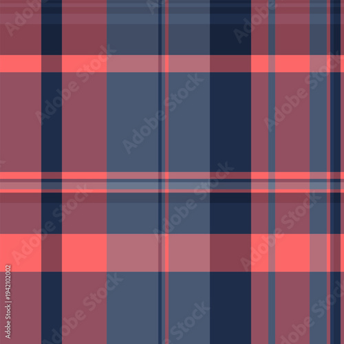Mother textile pattern tartan, simplicity seamless vector background. Layout plaid texture check fabric in red and blue colors.