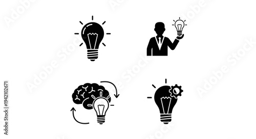 Bright Idea Pack – Innovation Concept Silhouette Icon Set