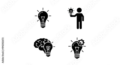 Bright Idea Pack – Innovation Concept Silhouette Icon Set