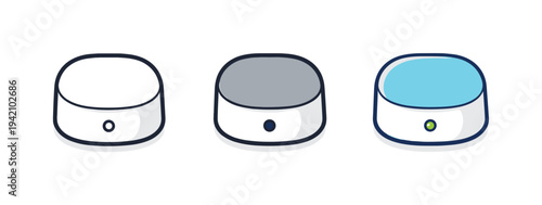 Always-on environment scene portrayed as a compact sensor node with rounded casing and small indicator dot shown front-facing as