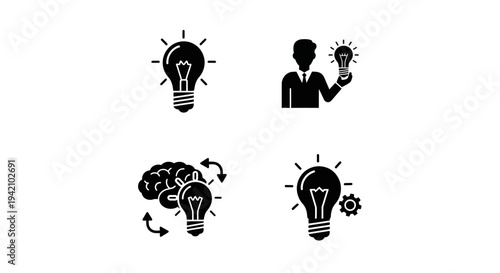 Bright Idea Pack – Innovation Concept Silhouette Icon Set