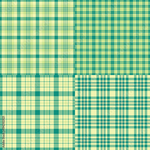 Plaid pattern bundle for fashion accessories. Suitable for ties, scarves, hats, handbags, and belts. Seamless vectors align perfectly.