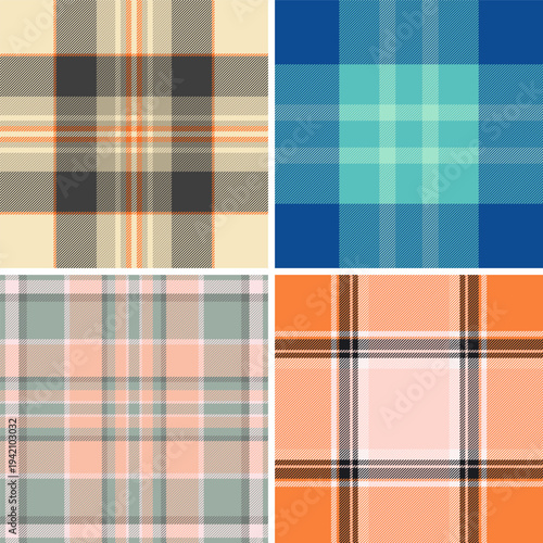 Holiday plaid collection adapted for modern design. Traditional tartan meets contemporary workflows. Seamless vectors ensure usability.