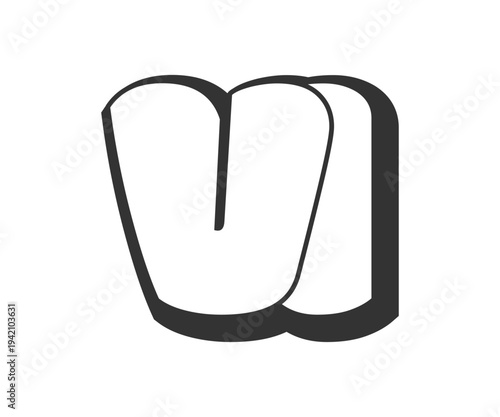 VI logo, bubble comic lettering, rounded in graffiti style black and white silhouette. Trendy preschool V and I letter text for festival party, personal initials, children funky print and web.