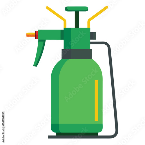 Vibrant green garden pump sprayer illustration for plant watering and pest control