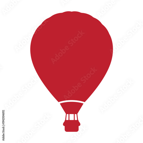red hot air balloon flying in the sky with white background