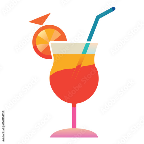 Refreshing tropical cocktail with an orange slice and straw for a vibrant summer drink celebration