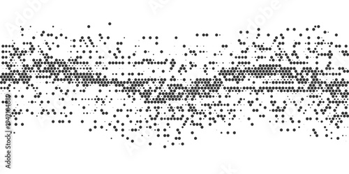 Black Hexagon Particle Wave Abstract Vector Background for Technology Branding, Data Visualization Graphics, Website Headers, AI Digital Concepts and Futuristic Design Layouts