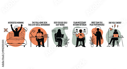 Set of 6 mental health illustrations vector