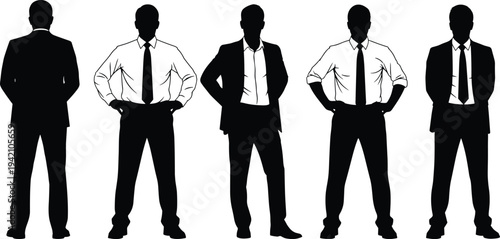 Businessman drinking water from bottle silhouette hydration concept corporate man refreshing drink vector illustration isolated on white background