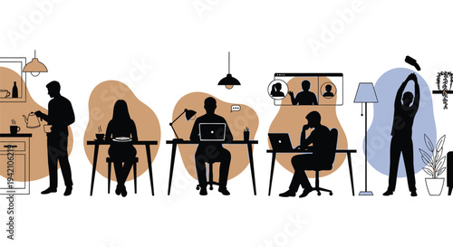 Set of 6 office workers vector illustrations