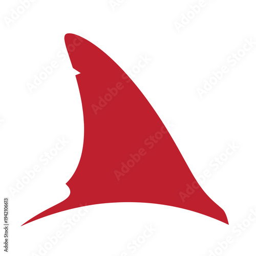 red shark fin silhouette icon for design and decoration purposes  simple graphic element