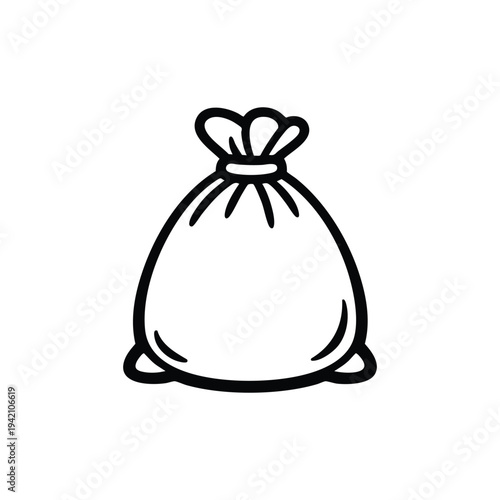 Garbage bag icon black and white vector illustration for cleaning and waste removal services