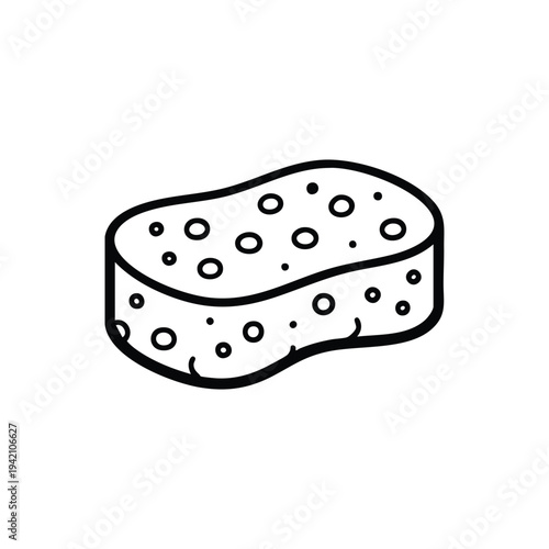 Cleaning sponge black and white vector icon simple line illustration for housekeeping and hygiene
