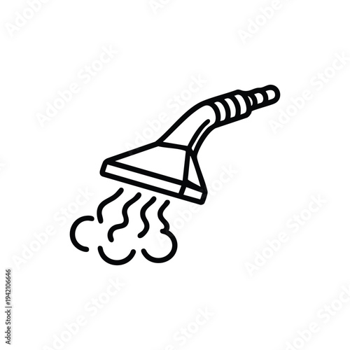 Steam cleaner nozzle line icon black and white vector illustration for professional cleaning service and household sanitation