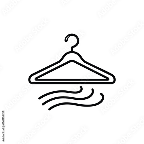 Black and white hanger icon for laundry cleaning and dry cleaning service vector illustration