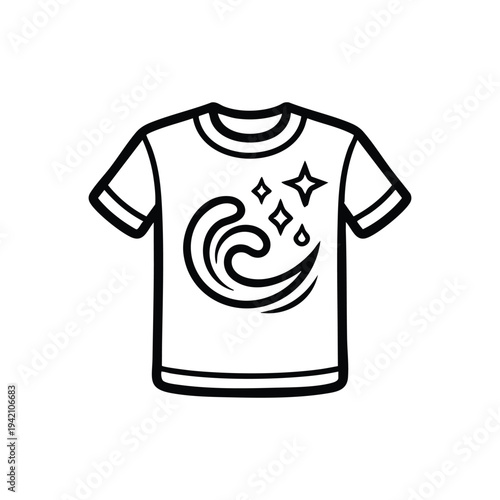 Clean T shirt icon black and white laundry service line art vector cleaning symbol for detergent and dry cleaning