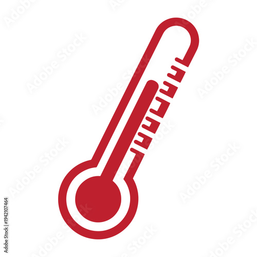 Red thermometer icon for temperature measurement and weather forecast  heat and climate symbol