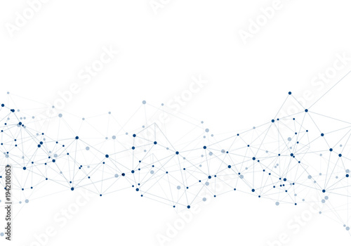Abstract Blue Network Connections Banner on White Background with Copy Space