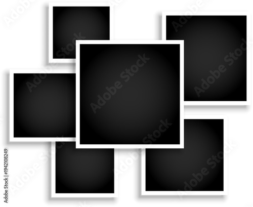 Polaroid Photo Frame Collage Mockup Isolated on Transparent Background