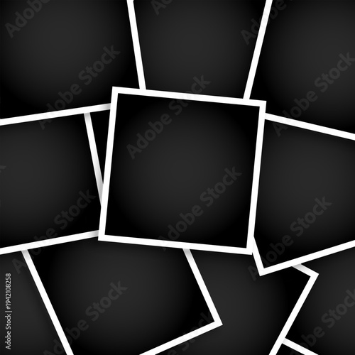 Overlapping Polaroid Photo Frames Background with Blank Placeholders