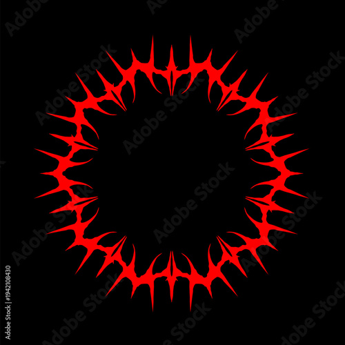 Thorn circle vector in brutal gothic style, sharp spiked ring symbol for metal artwork, occult emblem, tattoo inspiration, and dark t-shirt design