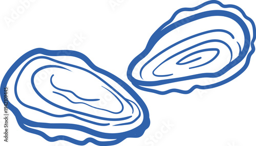 Oyster Halves Line Drawing