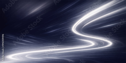 Abstract blue background with stars and ethereal sky clouds creates a celestial atmosphere of light and energy where dark space meets a motion wave of color for a nature wallpaper design