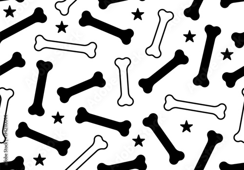 Bone silhouette vector seamless pattern. Seamless pattern with bones for dog