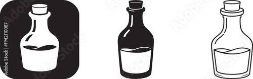 Vintage glass bottle cork icon.