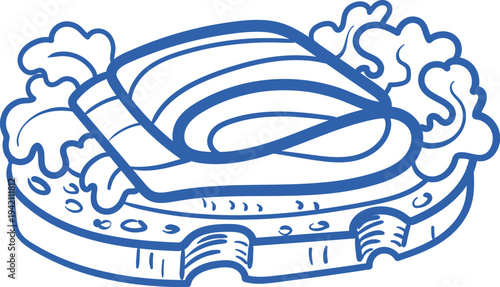 Sandwich With Salmon Line Art