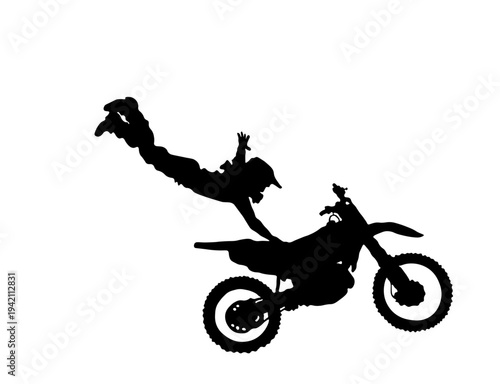 Silhouette of Motocross Rider Performing Backflip