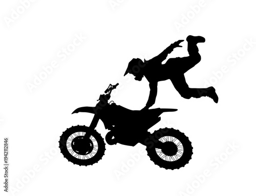 Extreme Motocross Rider Jumping Silhouette Illustration