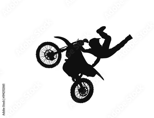 Freestyle Motocross Jumper Silhouette Doing Wheelie