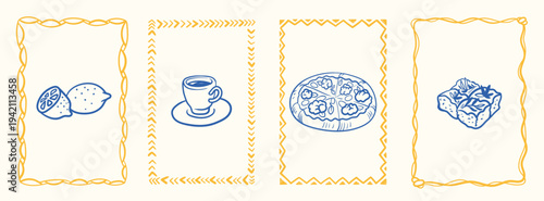 Food Doodle Frames Hand Drawn